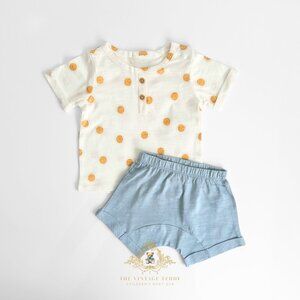 NWT Cute Unisex Baby Top & Shorts 2 Piece Matching Set Happy Little Sun 3-6M